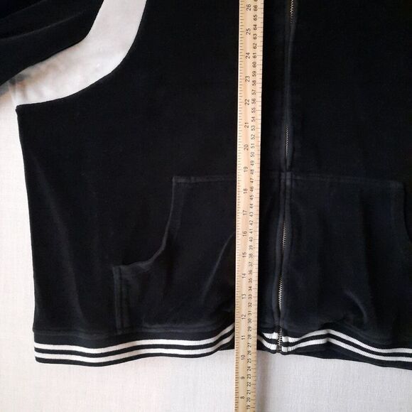Cato Velour Black Track Jacket Size 22W-24W White Stripes Cotton Blend Y2K Style - Picture 8 of 10